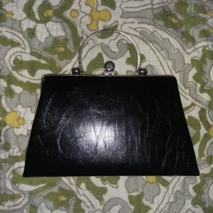 Vintage coin purse Black Silver clasp & handle